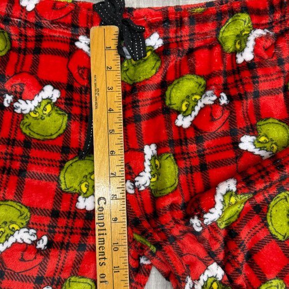 ✅ Womens XL  34 X 31 Dr Seuss' The Grinch Plaid Fleece Lounge Pants Red & Green - Picture 5 of 8